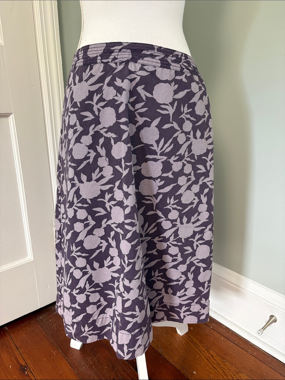 Boden Floral A-Line Midi Skirt Lavender Purple Size 12L